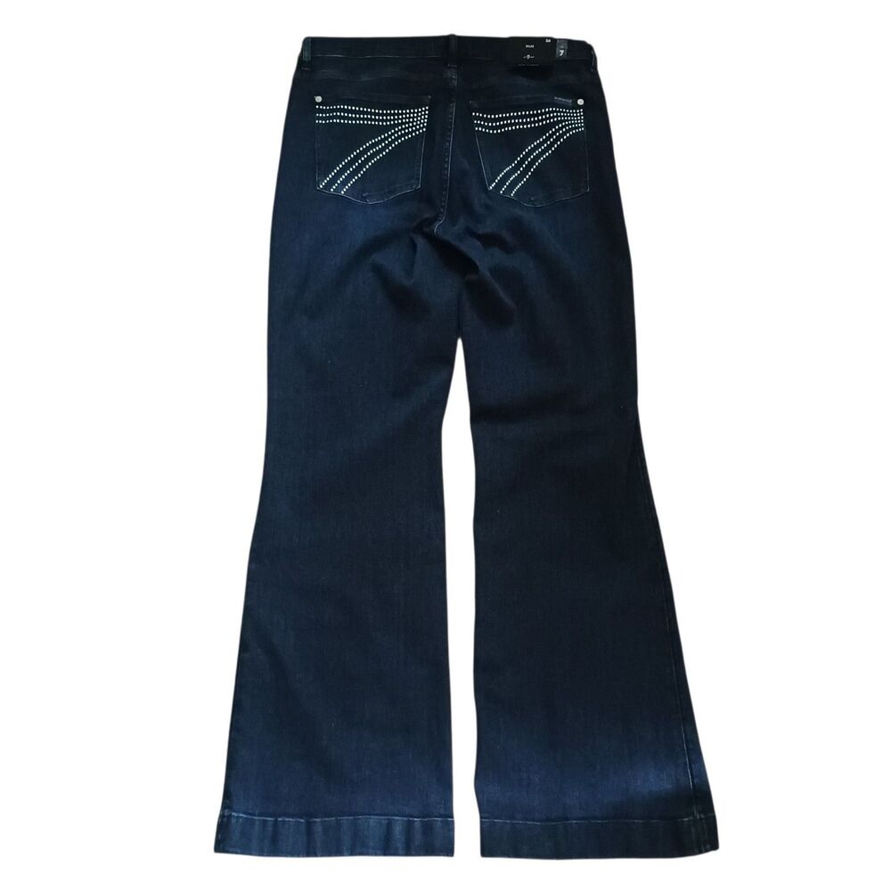 7 For All Mankind Dojo Slim Illusion Jeans 34 Wide Leg Flare Dark Wash NWT 36x34